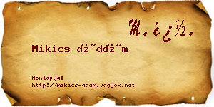 Mikics Ádám névjegykártya
